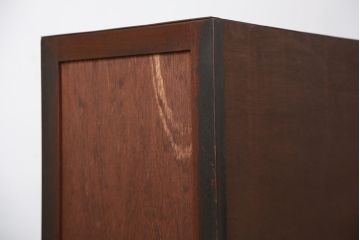 アンティーク家具　アンティーク　古い木のシンプルなモールガラス二段重ね収納棚(飾り棚、食器棚、陳列棚)