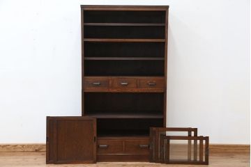 アンティーク家具　☆アンティーク　古い木のシックな二段重ね収納棚(食器棚)