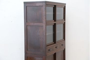 アンティーク家具　☆アンティーク　古い木のシックな二段重ね収納棚(食器棚)