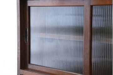 アンティーク家具　☆アンティーク　古い木のシックな二段重ね収納棚(食器棚)