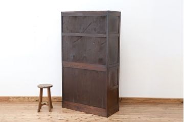 アンティーク家具　☆アンティーク　古い木のシックな二段重ね収納棚(食器棚)