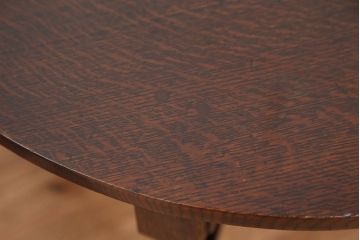 アンティーク家具　ジャンク品!古いナラ材の丸型テーブル(ラウンドテーブル、コーヒーテーブル)