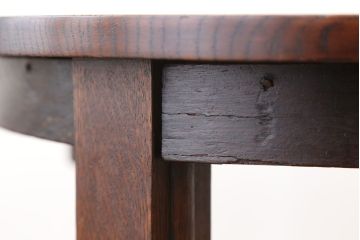 アンティーク家具　ジャンク品!古いナラ材の丸型テーブル(ラウンドテーブル、コーヒーテーブル)