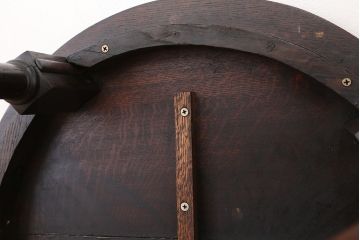 アンティーク家具　ジャンク品!古いナラ材の丸型テーブル(ラウンドテーブル、コーヒーテーブル)