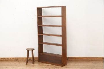 アンティーク家具　アンティーク　素敵なデザイン!古いナラ材の引き出し付き本棚(飾り棚、陳列棚)
