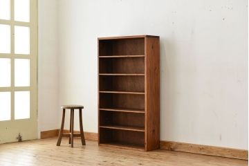 アンティーク家具　アンティーク　古い木のシンプルな薄型本棚(飾り棚)