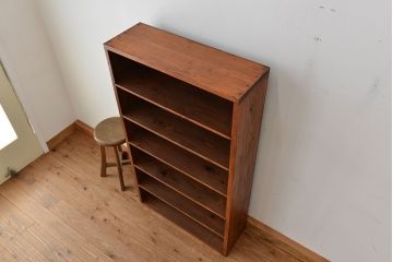 アンティーク家具　アンティーク　古い木のシンプルな薄型本棚(飾り棚)