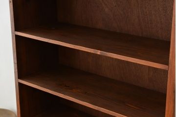 アンティーク家具　アンティーク　古い木のシンプルな薄型本棚(飾り棚)