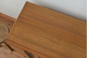 アンティーク家具　アンティーク　素敵なデザイン!古い木の鉄脚書類棚(カルテケース、小引き出し、レコードケース)