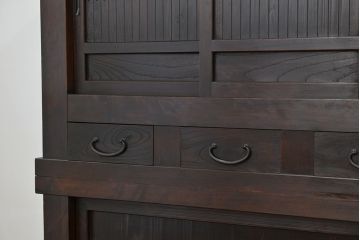 アンティーク家具　古民具・骨董　シックでモダンな関西水屋箪笥(食器棚、収納棚)