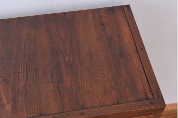 レトロ家具　昭和レトロ　チェッカーガラス引き戸のアンティークチェスト(引き出し)