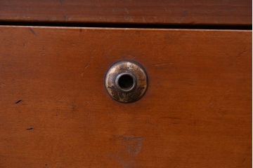 レトロ家具　昭和レトロ　チェッカーガラス引き戸のアンティークチェスト(引き出し)