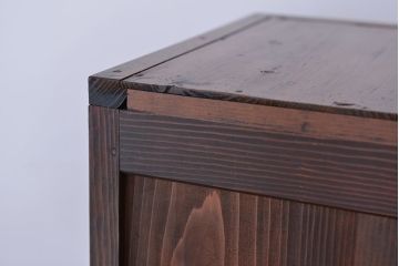 レトロ家具　昭和レトロ　チェッカーガラス引き戸のアンティークチェスト(引き出し)