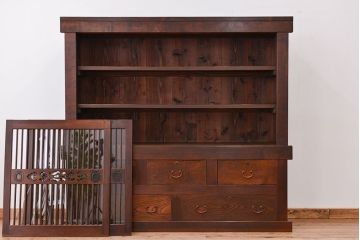 アンティーク家具　古民具・骨董　関西収納箪笥(水屋箪笥、ガラスケース、食器棚、収納棚)