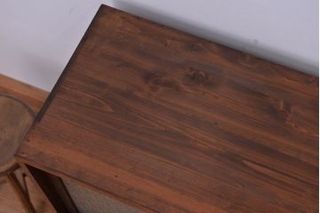 レトロ家具　昭和レトロ　古い木のダイヤガラス収納棚(食器棚)
