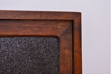 レトロ家具　昭和レトロ　古い木のダイヤガラス収納棚(食器棚)