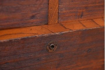 レトロ家具　昭和レトロ　古い木のダイヤガラス収納棚(食器棚)