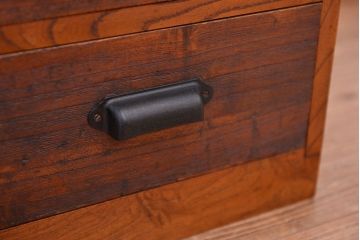 レトロ家具　昭和レトロ　古い木のダイヤガラス収納棚(食器棚)