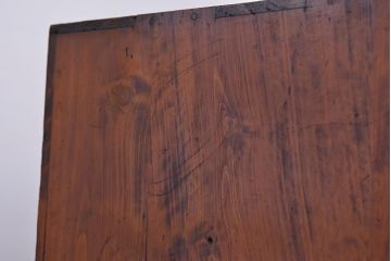 レトロ家具　昭和レトロ　古い木のダイヤガラス収納棚(食器棚)