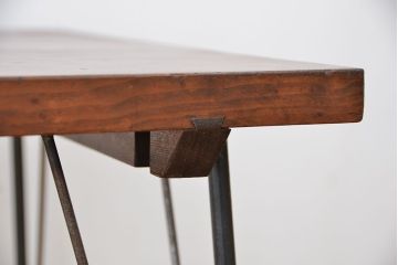 アンティーク家具　アンティーク　天板古材の鉄脚センターテーブル(作業台・机)
