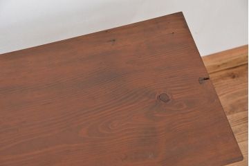 アンティーク家具　アンティーク　天板古材の小振りな鉄脚テーブル(鉄足、机、在宅ワーク、在宅用テーブル、作業台、デスク)