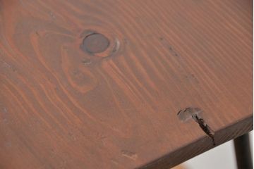 アンティーク家具　アンティーク　天板古材の小振りな鉄脚テーブル(鉄足、机、在宅ワーク、在宅用テーブル、作業台、デスク)