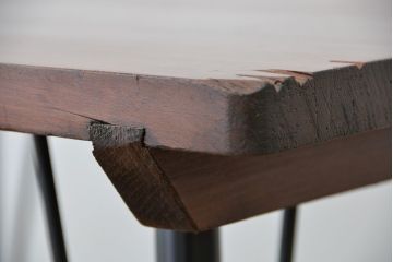 アンティーク家具　☆アンティーク　天板古材の大振りな鉄脚テーブル(作用台・机)・裁ち板?