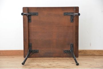 アンティーク家具　☆アンティーク　天板古材の大振りな鉄脚テーブル(作用台・机)・裁ち板?