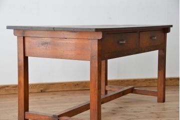アンティーク家具　アンティーク　使い込まれた両面引き出し作業台(テーブル)