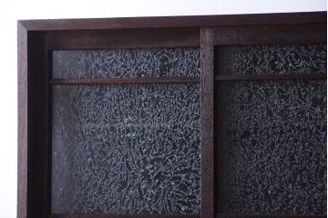 レトロ家具　昭和レトロ　結霜ガラス入り!脚付きアンティーク収納棚