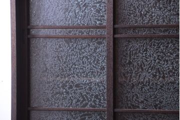 レトロ家具　昭和レトロ　結霜ガラス入り!脚付きアンティーク収納棚