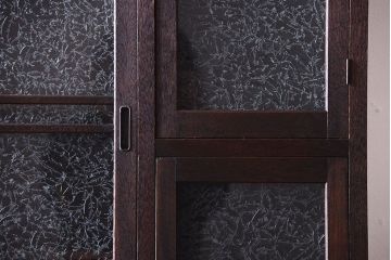 レトロ家具　昭和レトロ　結霜ガラス入り!脚付きアンティーク収納棚