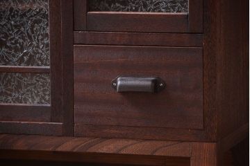 レトロ家具　昭和レトロ　結霜ガラス入り!脚付きアンティーク収納棚