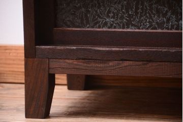 レトロ家具　昭和レトロ　結霜ガラス入り!脚付きアンティーク収納棚