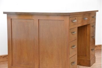 レトロ家具　アンティーク　昭和レトロ　レトロなデザインのシンプルな両袖机(テーブル、作業台)