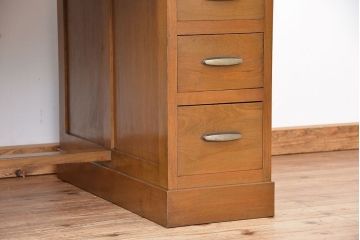 レトロ家具　アンティーク　昭和レトロ　レトロなデザインのシンプルな両袖机(テーブル、作業台)