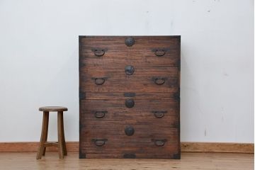 アンティーク家具　☆アンティーク　シックで味のある重ね桐箪笥(チェスト、桐たんす)