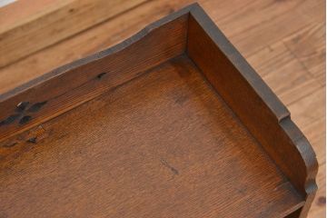 アンティーク家具　アンティーク　古いナラ材の透かし彫り引き出し付き本立て
