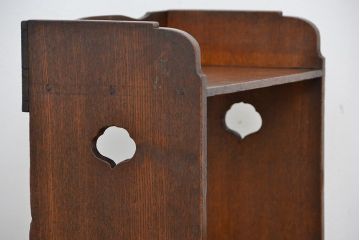 アンティーク家具　アンティーク　古いナラ材の透かし彫り引き出し付き本立て