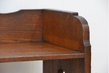 アンティーク家具　アンティーク　古いナラ材の透かし彫り引き出し付き本立て