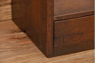 アンティーク家具　アンティーク　古いナラ材の透かし彫り引き出し付き本立て