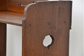 アンティーク家具　アンティーク　古いナラ材の透かし彫り引き出し付き本立て