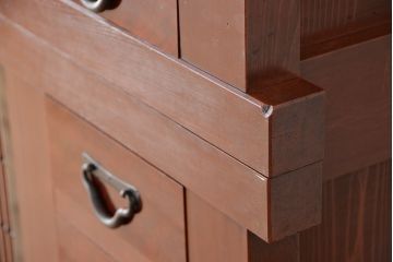 アンティーク家具　古民具・骨董　極上!美品!特別注文造り　前板玉杢・重厚な近江の六尺水屋箪笥(食器棚)