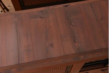 アンティーク家具　古民具・骨董　極上!美品!特別注文造り　前板玉杢・重厚な近江の六尺水屋箪笥(食器棚)