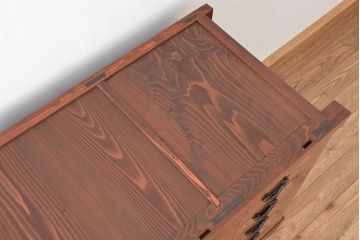 アンティーク家具　古民具・骨董　極上!美品!特別注文造り　前板玉杢・重厚な近江の六尺水屋箪笥(食器棚)