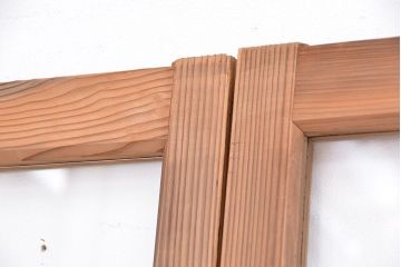 アンティーク　古い木味のレトロなシンプルガラス引き戸　4枚セット(ガラス戸、建具)