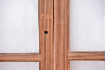 アンティーク　古い木味のレトロなシンプルガラス引き戸　4枚セット(ガラス戸、建具)