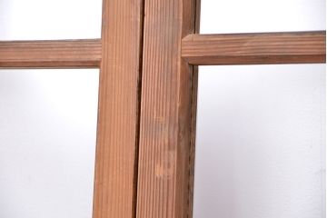 アンティーク　古い木味のレトロなシンプルガラス引き戸　4枚セット(ガラス戸、建具)