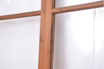 アンティーク　古い木味のレトロなシンプルガラス引き戸　4枚セット(ガラス戸、建具)