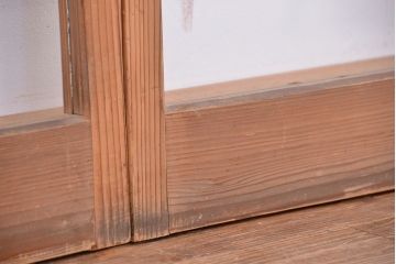 アンティーク　古い木味のレトロなシンプルガラス引き戸　4枚セット(ガラス戸、建具)
